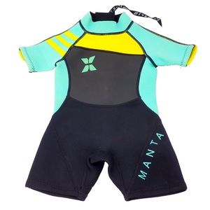 Dive and Sail X-Manta Dive Surf Swim Wetsuit Black Green Yellow Kids Size Small